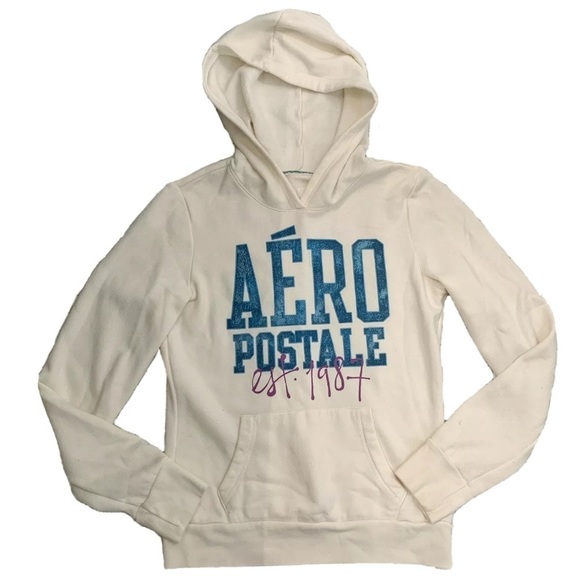 Aeropostale Tops - Aeropostale White Cozy Pullover Sweatshirt Hoodie